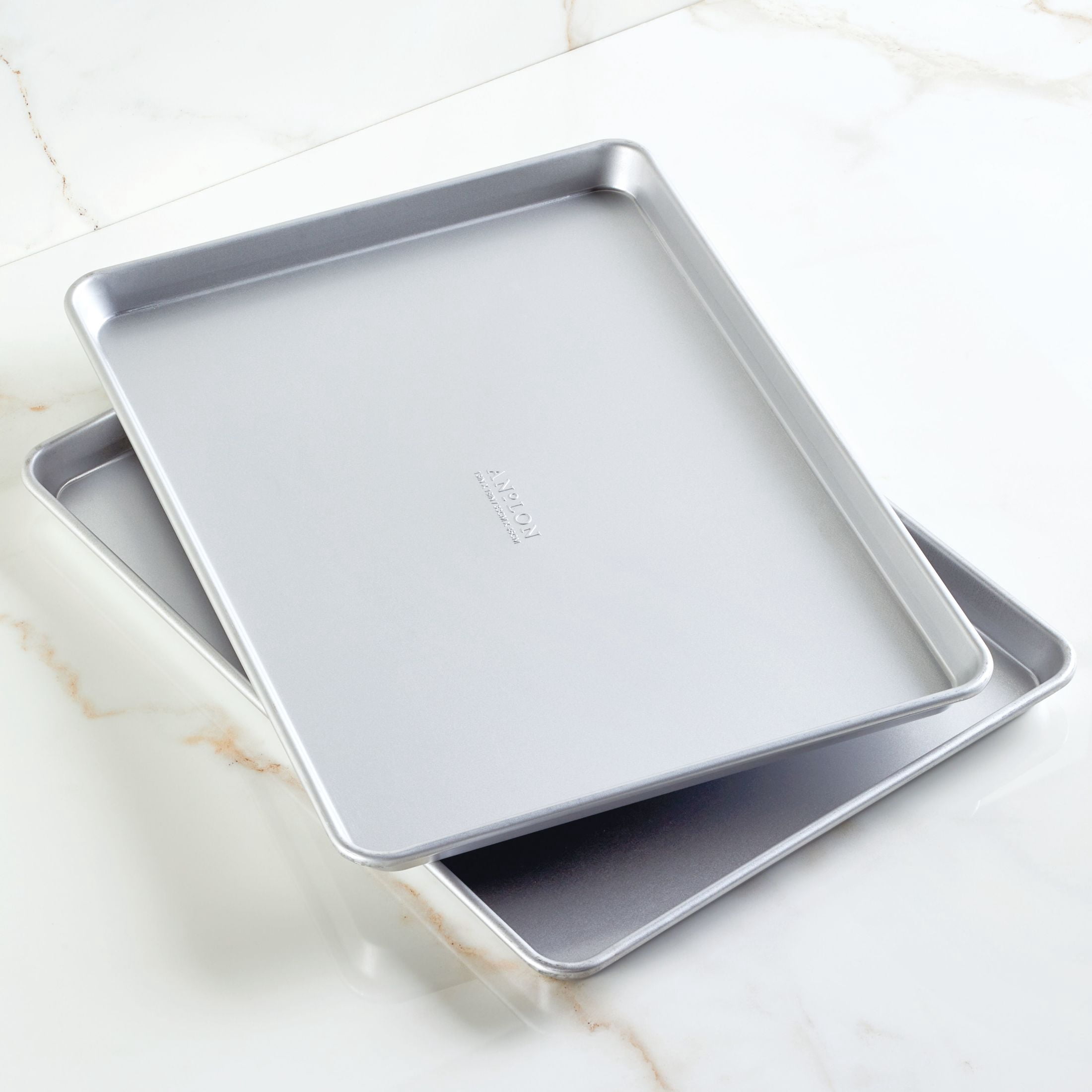 Anolon Pro-Bake Bakeware 2 Piece Aluminized Steel Half Sheet Baking Pan Set, Silver