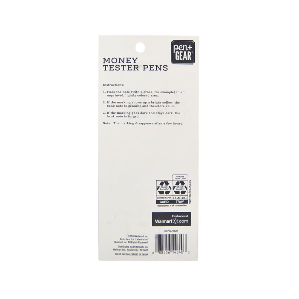 (2 pack) Pen + Gear Counterfeit Money Checker & Pen Marker Money Tester Pen Black, 2 Count