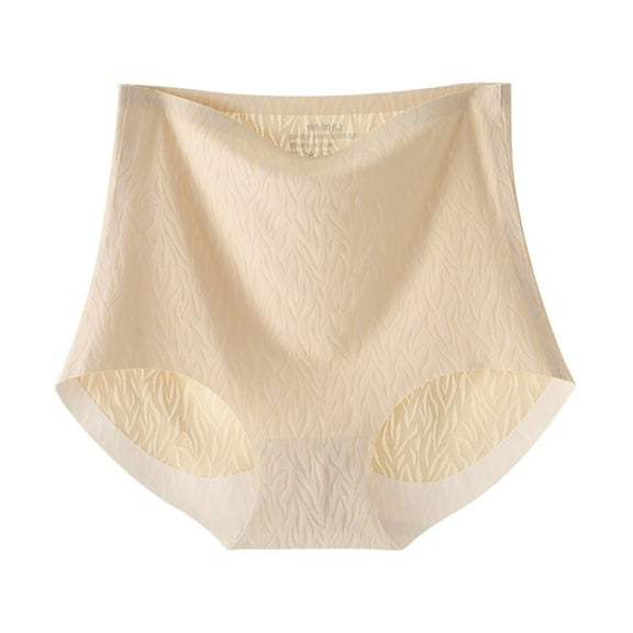 Wovix Women No Show High Rise Bikini Panties Seamless Hi Cut Underwear Solid Basic Comfy Daily Beige L