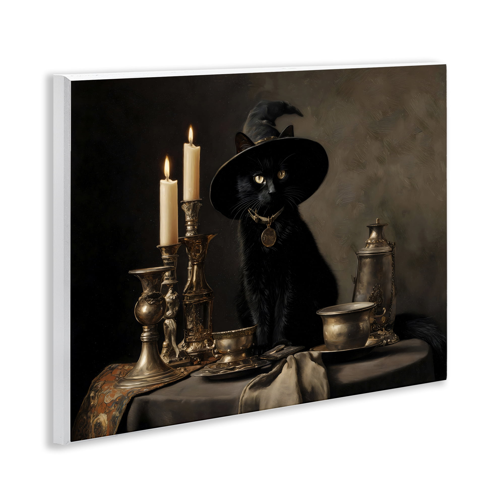 Vintage Witchy Black Cat Wall Plaque Art, design by Arlington Prints