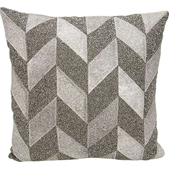 Couture Hide Grey Pewter Shimmer Chevron Pillow