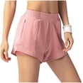 thumbnail image 5 of Sakmal Pink Shorts Women Running Spandex Quick Dry Mid Rise Solid Athletic Shorts with Zip Pockets, 5 of 5