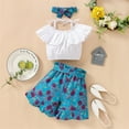 thumbnail image 6 of Utlike Girls 2 Pcs Outfits Set Kids Toddler Baby Spring Summer Solid Short Sleeve Floral Shorts Outfits Clothes Girl'S Cheap Clothing Set Size 4 Years-5 Years, 6 of 9
