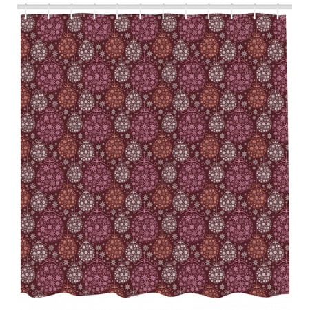 This Is Christmas Maroon 5 Winter Shower Curtain, Christmas Baubles Ornamental Details Festive Traditional Holiday, Fabric Bathroom Set with Hooks, 69W X 70L Inches, Maroon Dried Rose Pale Orange, by Ambesonne ()