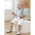 thumbnail image 5 of CARETOO Baby Boy Clothes Suit Romper Suspender Trousers Pants Bowtie Hat Gentleman Outfit 0-18M 3pcs, 5 of 8