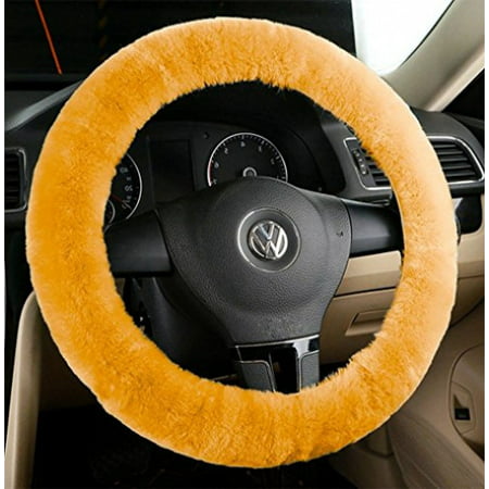 Zento Deals Soft Stretchable Faux Sheepskin Beige Steering Wheel Cover Protector - A Must Have for All Car Owners for a More Comfortable (Best 0 Apr Car Deals Uk)