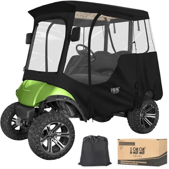 10L0L 4 Passenger Golf Cart Enclosure for Yamaha G14 G16 G22 G29 Drive 2, 600D Waterproof Driving Rain Cover Golf Cart Accessories, Black
