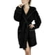 thumbnail image 1 of Albornoz de rizo para mujer - capucha - largo - 60% algodón negro L, 1 of 2