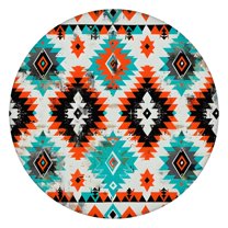 Boho Elastic Fit Round Tablecloth, Waterproof Oxford Fabric 36-44", Perfect for Compact Homes, Campers or Porch Tables