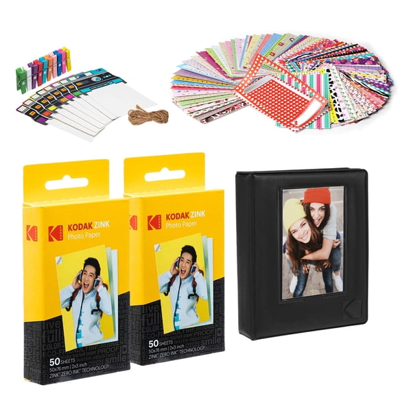 Papel zincado Kodak Premium 2 x 3, 100 hojas con álbum de fotos