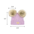 thumbnail image 4 of C.C Kids' Babies' Soft Stretch Cable Knit Faux Fur Pom Pom Beanie Hat, Criss Cross Lavender Mix, 4 of 5