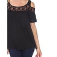 thumbnail image 2 of White Mark Women's Cold Shoulder Lace Neck Top, 2 of 4