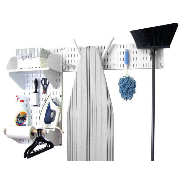 Wall Control Standard Laundry Room Closet Wall Organizer System White