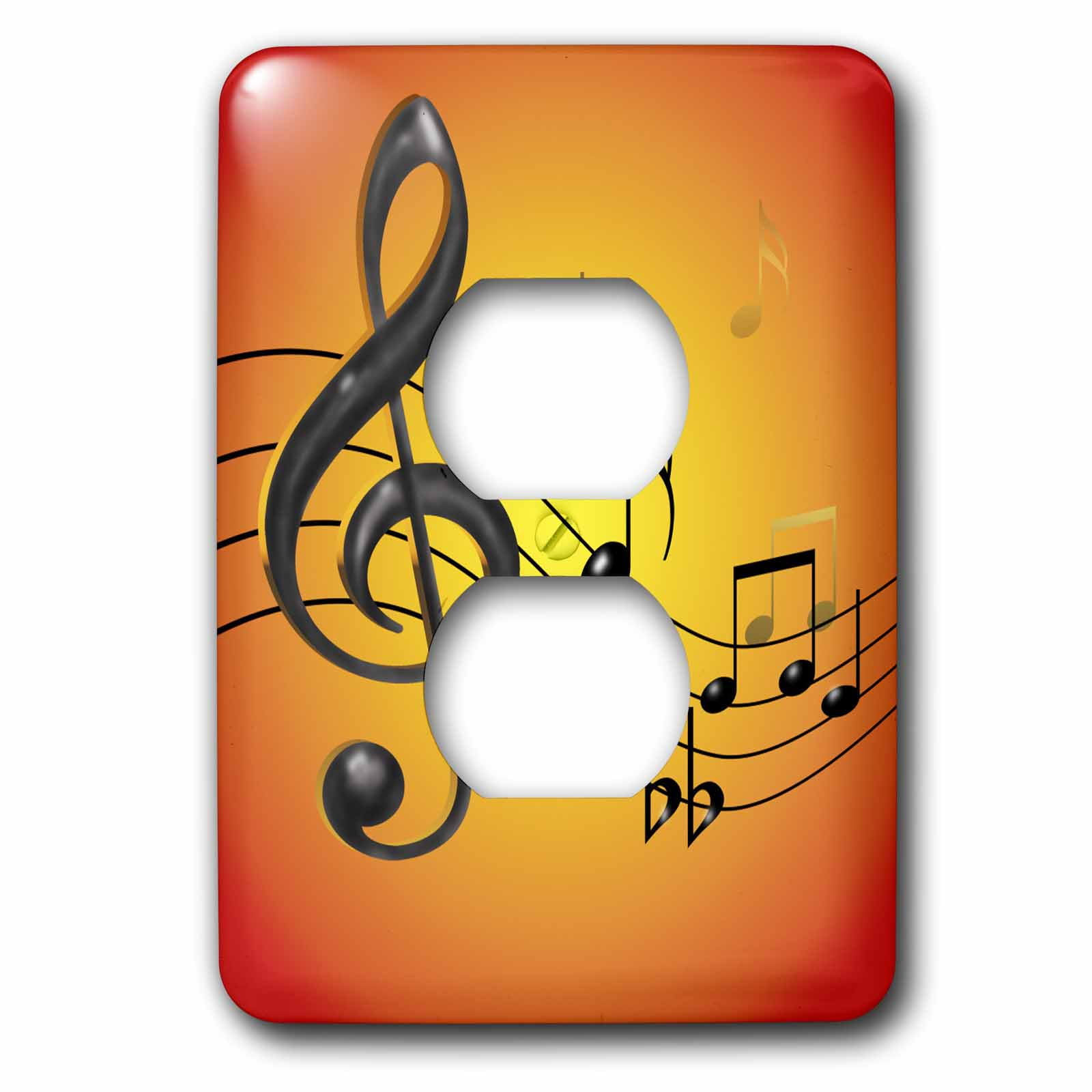3dRose lsp_46645_1 Colorful Abstract with 3D Musical Notes in Black and Gold On A Bright Yellow Orange Gradient Toggle Switch 