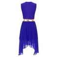 thumbnail image 5 of iiniim Women Sleeveless Metallic Gold Color Block Lyrical Dance Dress Royal Blue M, 5 of 7
