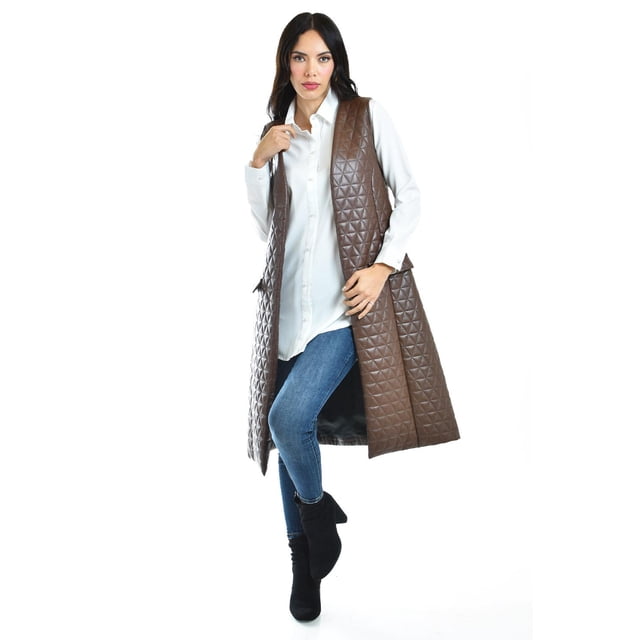 Chaleco largo de vinipiel Roman Fashion /Juvenil, 100 (Café) cafe CH