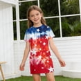 thumbnail image 3 of Grblisyd 4th of July Dresses for Girls Red White and Blue USA Patriotic Dress American Flag Crew Neck Short Sleeve A Line Dress Size 7, 3 of 6
