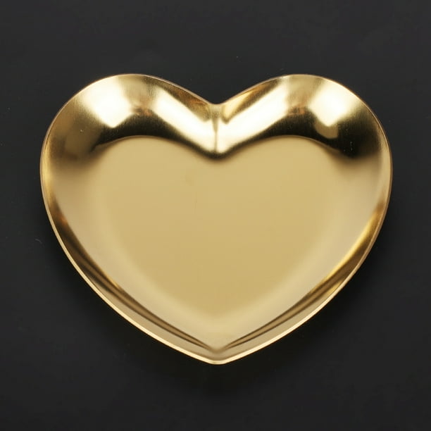Organizador de joyas, bandeja para servir alimentos en forma de corazón de acero inoxidable, plato para servir alimentos, confiable y duradero