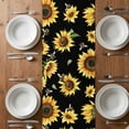 thumbnail image 6 of Sunflower Black Table Runner - 72 Inch Long, Kitchen Dining Table Runner Dresser Scarves, Yellow Petals Floral Farmhouse Bee Farmhouse Decor for Coffee Tables Wedding Party Banquet, 6 of 8