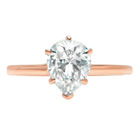1.5 ct Pear Cut Simulated Diamond Solitaire 14K Rose Gold Womens Engagement Ring
