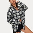 thumbnail image 5 of Tees & Shorts Starting At $6,AXXD Casual Loose Plaid Long Sleeve Button Cardigan for Woman Clearance Gray Size 8, 5 of 7