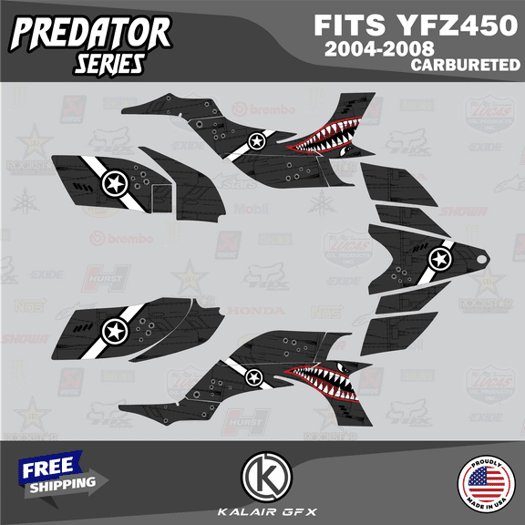 Kalair GFX Graphics Kit for Yamaha ATV YFZ 450 Carburator (2004-2008) Predator Series