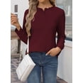 thumbnail image 6 of Waffle Knit Shirts for Women Burgundy XXL, 6 of 8