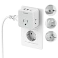 thumbnail image 1 of Adaptador de Viaje TESSAN Europeo Blanco con 3 Salidas CA y 3 Puertos USB para Europa, 1 of 6
