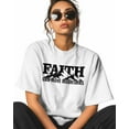 thumbnail image 2 of Women's Graphic T-Shirt White 4XL Women's Tops Faith Can Move Mountains Crew Neck Short Sleeve Shirts for Women, 2 of 3