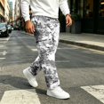 thumbnail image 2 of UDAUDU Men's Streetwear Cargo Pants Athletic Hiking Drawstring Elastic Waist Wide Leg Trousers Outdoor Hiking Relaxed Fit Pants with Pockets White 4XL, 2 of 8