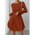 thumbnail image 2 of PRETTYGARDEN Fall Dresses for Women Casual Long Sleeve Bubble Cute Crew Neck A Line Mini Short Dress with Pockets, 2 of 7