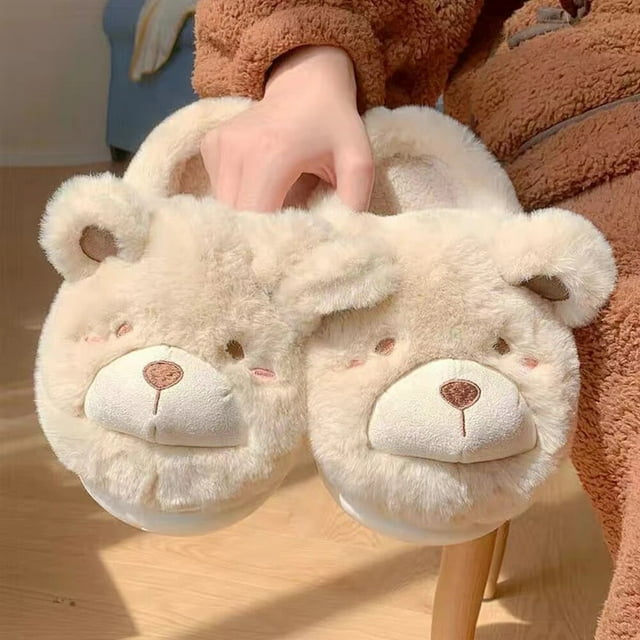 Mignons Crocodiles à Bande Unique Hiver Nouvelles Pantoufles pour Femmes Talon Souple Plateforme Fourrure Chaudes Intérieur Confortables Maison Duveteuses Pantoufles Maison LS