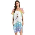 thumbnail image 2 of Rainbow Or Unicorn and Stars Women Swimsuit Cover up V Neck Beach Dress Short Sleeve Vacation Outfits Swimwear, 2 of 7
