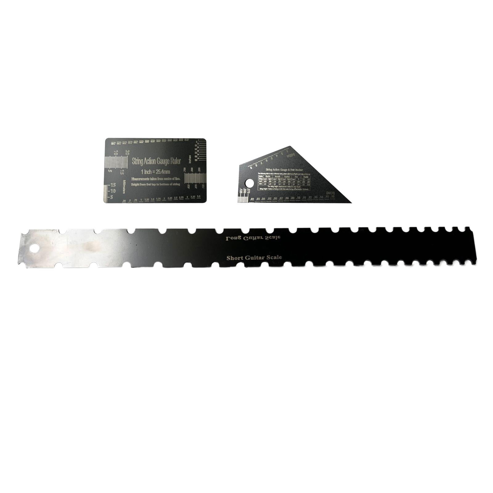 QccHieUs 3 Pieces Electric Guitar Neck Notched Straight Ruler String Actions Gauge Ruler