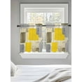 thumbnail image 5 of Yellow Ombre Tier Curtains 36 Inch Length,Sheer Curtains for Bedroom Living Room,Rustic Chic Abstract Gradient Plaid Art Rod Pocket Voile Drapes Kitchen Curtains Small Half Window 27.5"x36" 2 Panels, 5 of 7