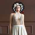 thumbnail image 6 of Slccxzc Women Victorian Bonnets Lace Party Sun Hat Gothic Style Lolita Exhibition Hair Accessories Flat Hat for Women, 6 of 7