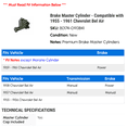 thumbnail image 2 of Brake Master Cylinder - Compatible with 1955 - 1961 Chevy Bel Air 1956 1957 1958 1959 1960, 2 of 2