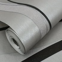 HimYKEA Black Gray 3D Stripe Wallpaper Roll - Non-Woven, No Glue Needed, High-Grade Vinyl Material, 1.73" Wide x 31.2' Long, Modern Curved Design for Stylish Home Decor