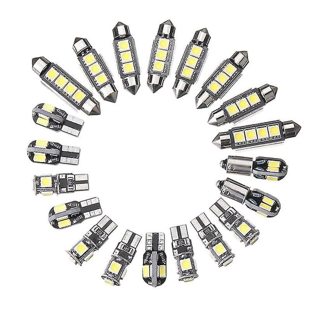 20 piezas bombillas Led para coche, Kit de Interior, cúpula, maletero, puerta, placa, luz, Super Canbus, lámpara Interior sin errores