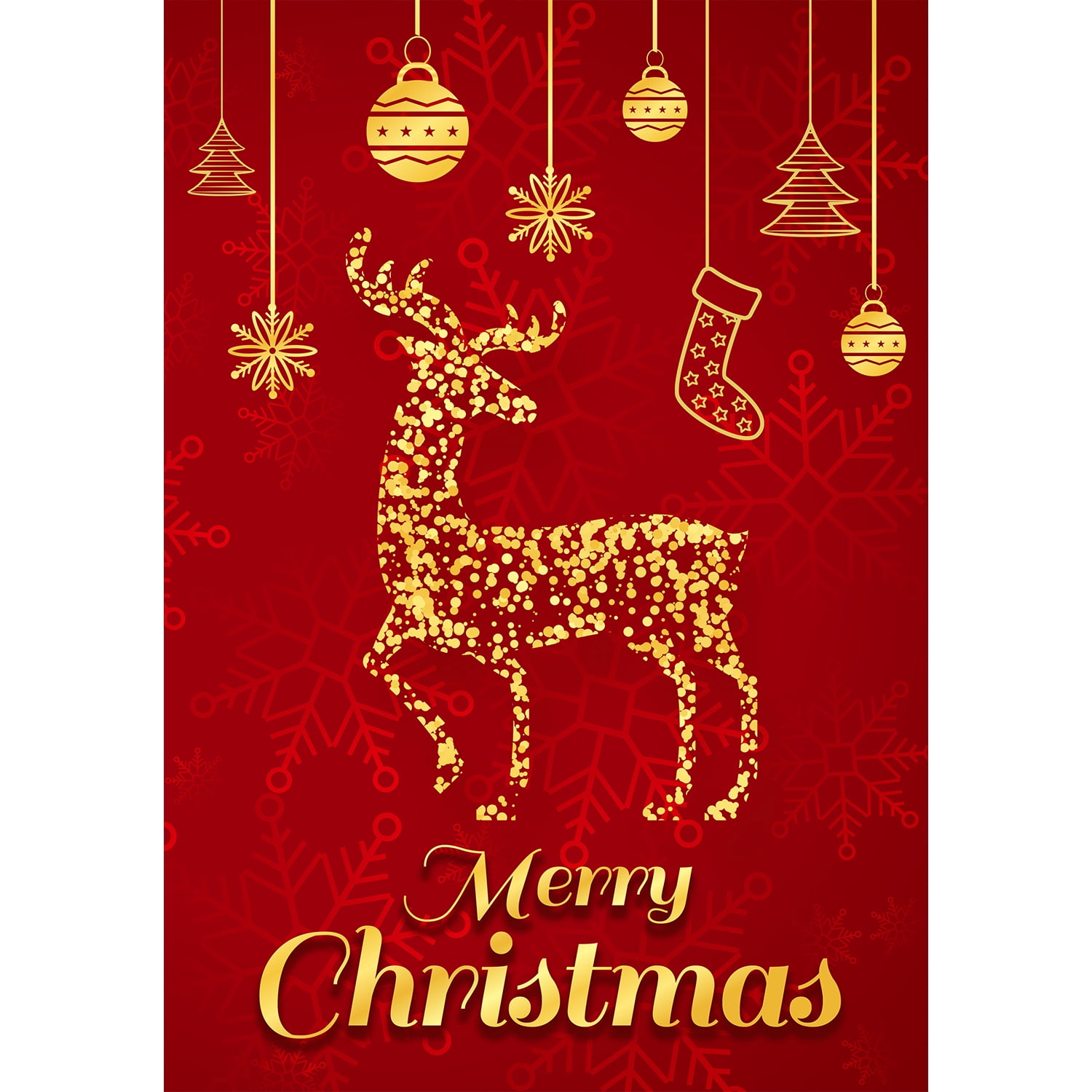 America Forever Merry Christmas Golden Reindeer House Flag 28 x 40 Inch Double Sided Outdoor Yard Decorations Winter Holiday Rustic Farmhouse Red Christmas Decorations Flag
