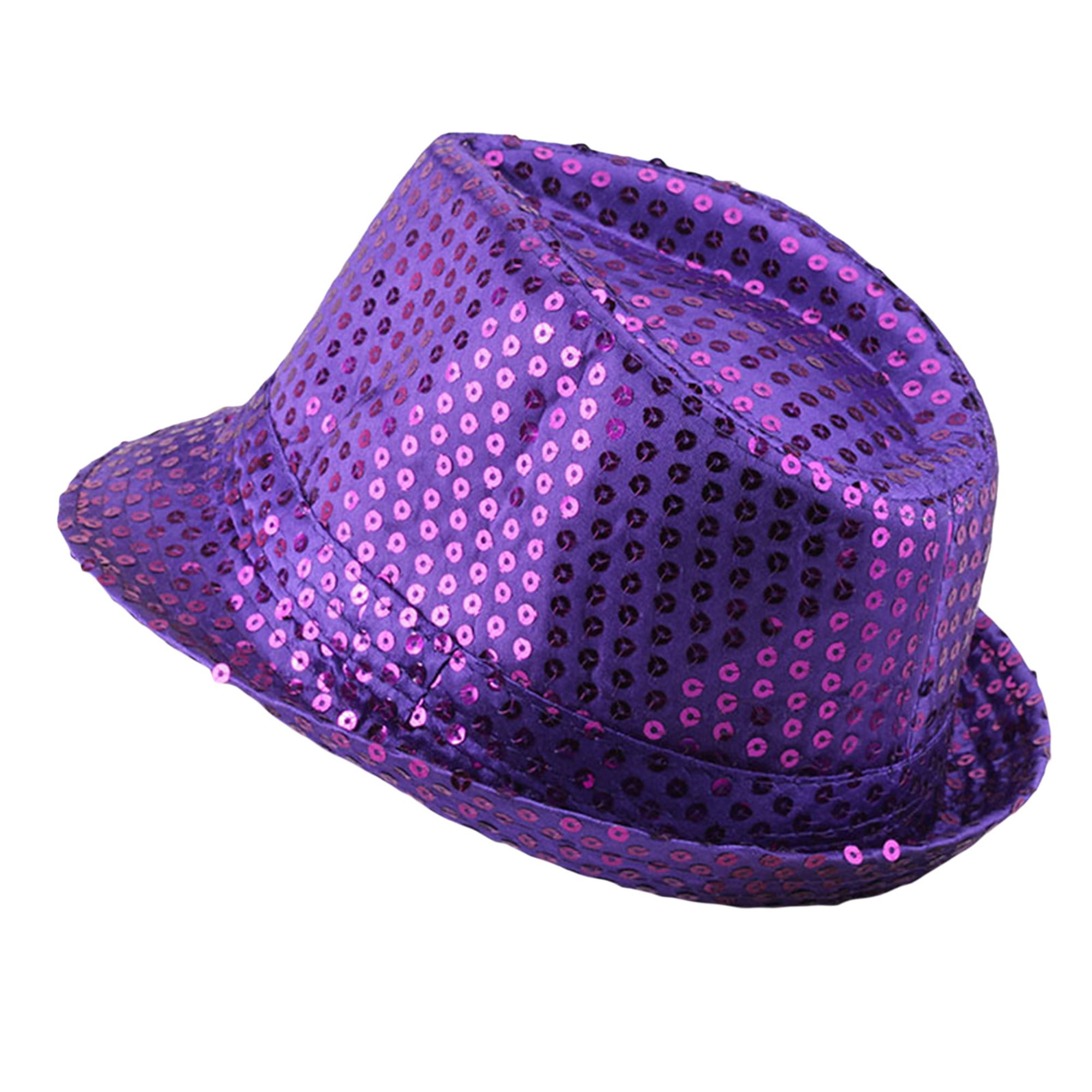 WIFORNT Men's Women's Jazz Hat, Sequins Decorated Stage Dance Performance  Party Holiday Hat