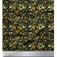 thumbnail image 1 of Soimoi Green Cotton Duck Fabric Leaves & Grandiflora Roses Floral Printed Craft Fabric by The Yard 44 Inch Wide, 1 of 3