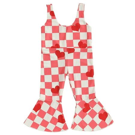 

Wallarenear Toddler Girls Sleeveless Romper Halter Jumpsuit Suspenders Bell Bottom Pants