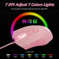 thumbnail image 3 of Lomiluskr AJ52 RGB Wired Gaming , 7 Programmable Buttons, Computer Mice with RGB Lighting, 200-4800 DPI Adjustable, for PC/Laptop (Pink), 3 of 9