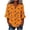 #019-Orange, variant on Halloween Tops Women Loose Fit Color Block V Neck Casual Blouse 3/4 Ruffle Flare Sleeve Pumpkin Spider Web Bat Pattern Button Front Lightweight Tops for Fall Festival Gathering