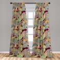 thumbnail image 2 of Leafy Design Window Curtains, Tropical Inspiration Leaves Greenery with Soft Colors Bohemian Art, Lightweight Decor 2-Panel Set with Rod Pocket, Pair of - 28"x63", Dark Maroon Multicolor, by Ambesonne, 2 of 3