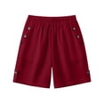 thumbnail image 5 of Nmnitkp Shorts for Women High Waisted Linen Blend Bermuda Shorts, Elastic Waist Casual Shorts with Decorative Buttons & Pockets for Summer Beach & Daily Wear Red,L, 5 of 7