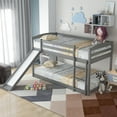 thumbnail image 3 of Euroco Solid Wood Twin over Twin Bunk Bed with Slide and Ladder for Kids Teens, 400lbs Weight Capacity, Safety Rails and Easy Assemble, Gray, 3 of 12