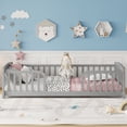 thumbnail image 4 of Alvantor Twin Size Floor Bed with Entrance and Guardrails – Low Montessori Wood Bed Frame for Toddlers, Grey, 4 of 7