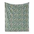 thumbnail image 1 of Floral Soft Flannel Fleece Throw Blanket, Continuous Flowers Pattern Vintage Look Calm Tones Illustration, Cozy Plush for Indoor and Outdoor Use, 50" x 60", Pale Teal Pale Brown, by Ambesonne, 1 of 5